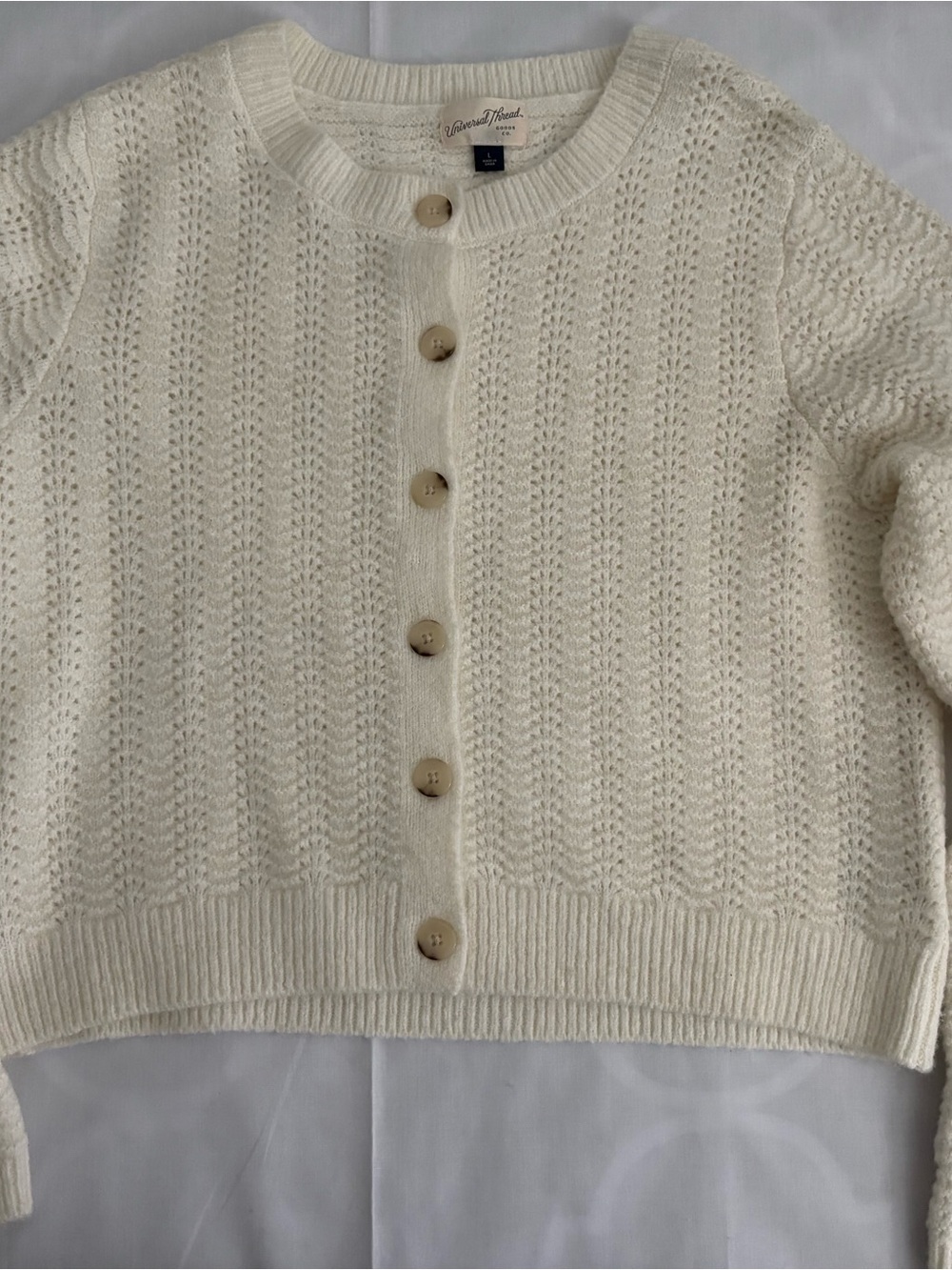 Universal Thread Cream Knit Button-Front Cardigan